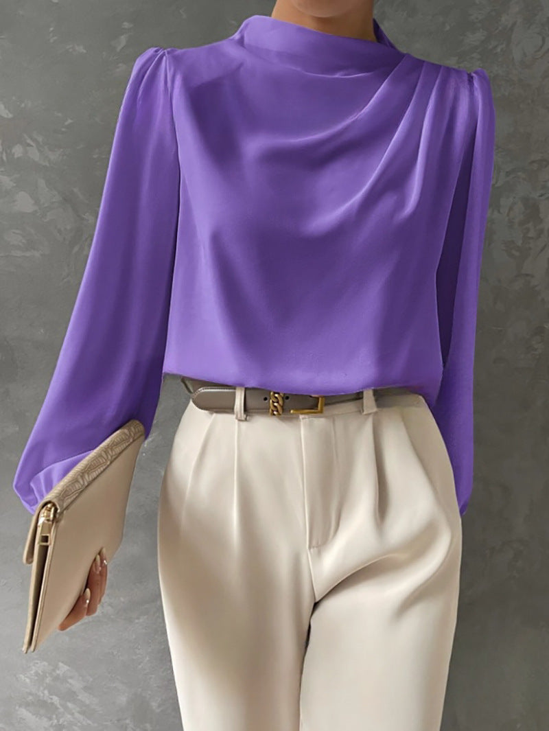 Damen Sommer Drapiert Langarm Bluse