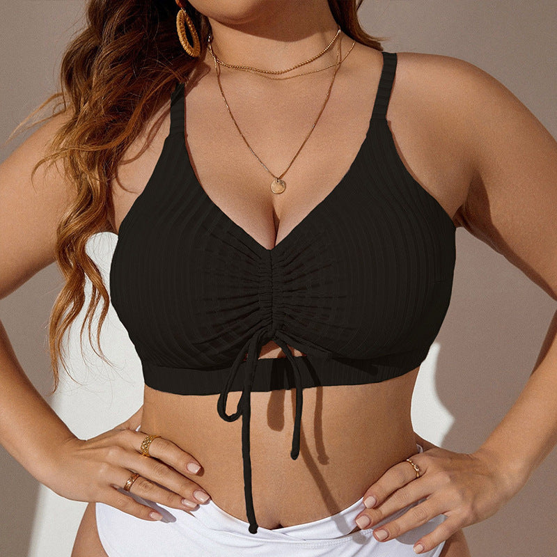 Damen Crop-Top Bikinioberteil mit dekorativen Rüschen und verstellbaren Trägersystemen Drune