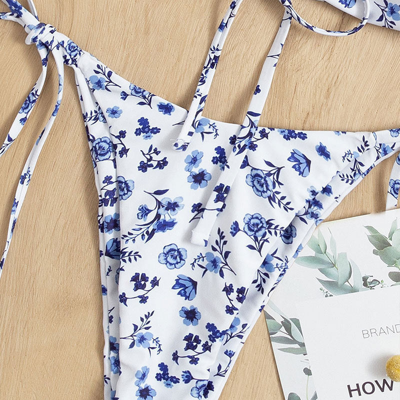 Damen Bandeau-Bikini mit floralem Cut-Out-Design und verstellbaren Trägern Drune