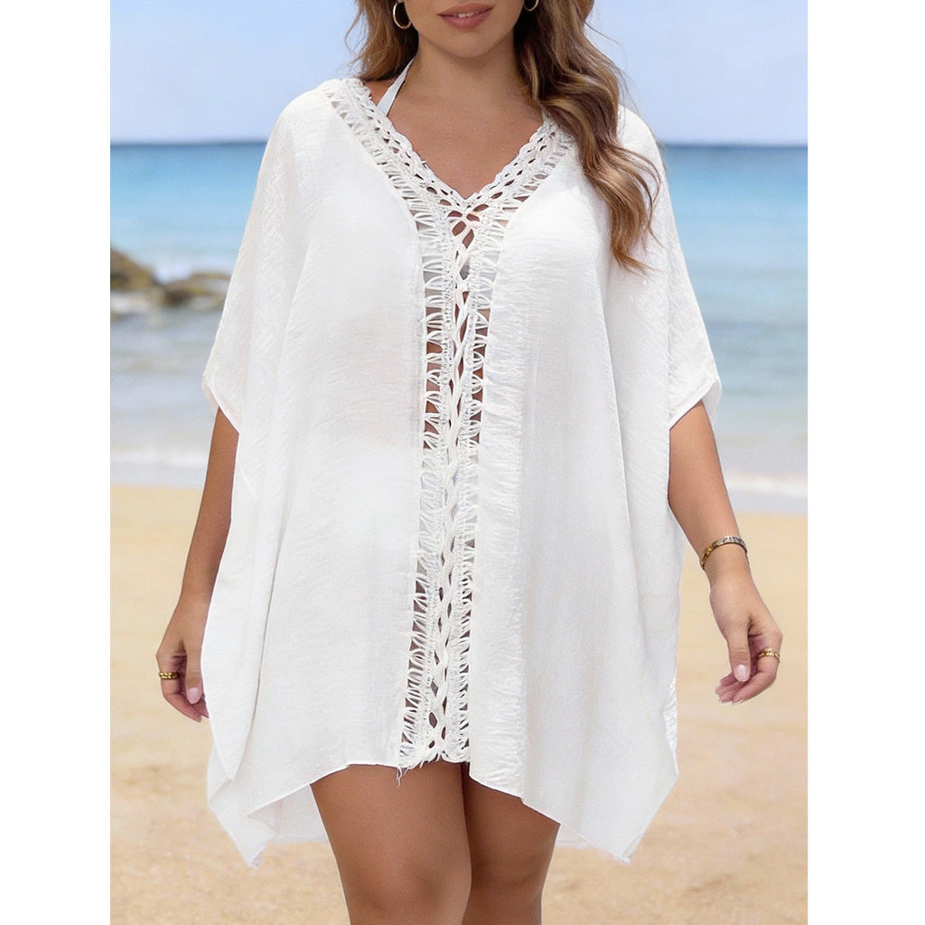 Damen luftiger Strandüberwurf mit Lochstickerei und elegantem Design Drune
