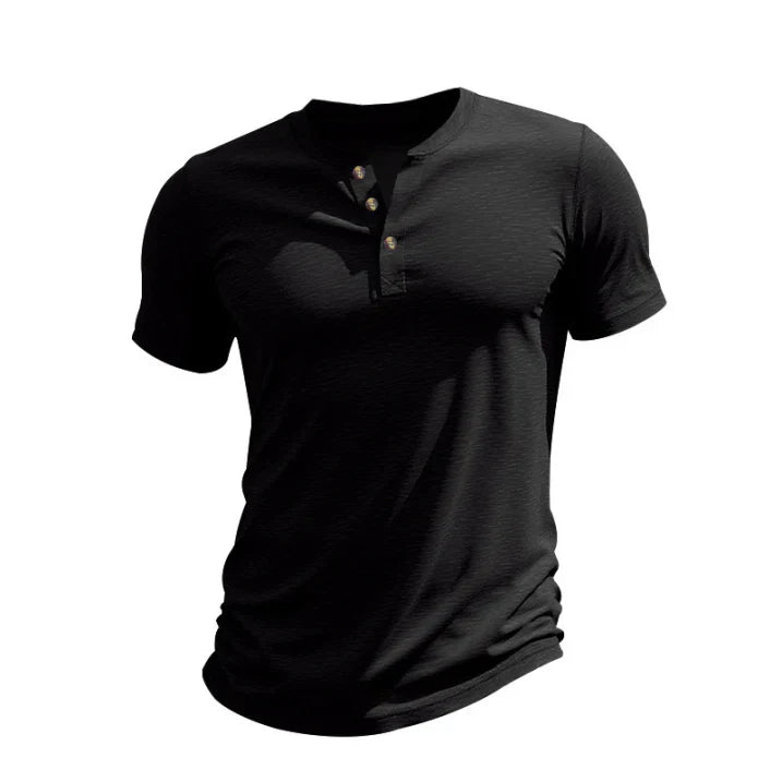 Herren Sommer Slim Fit Henley T-shirt