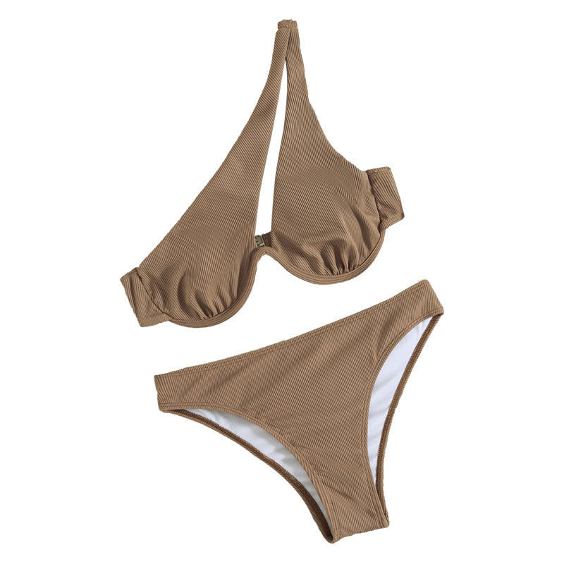 Damen Bikini-Set mit dreieckigem Oberteil und hoch geschnittenem Unterteil Drune