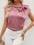 Damen Elegante Satinbluse mit Schleifendetail Drune