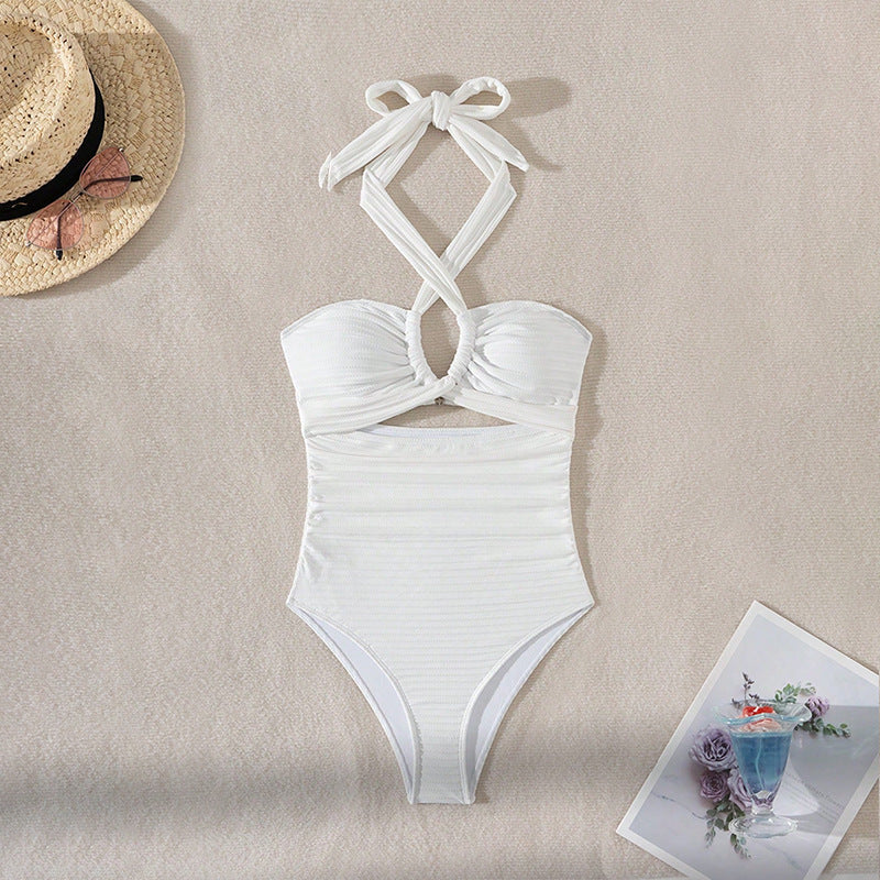 Damen Einteiler Badeanzug mit modischem Wickeldesign und aufregenden Cut-Out-Details Drune