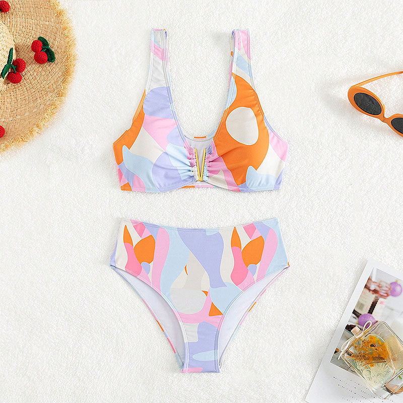 Damen Bikini-Set mit verspieltem Schnitt und hohem Taillendesign Drune