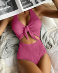 Damen Einteiler Badeanzug mit modernes Wickeldetail und figurbetontem Schnitt Drune