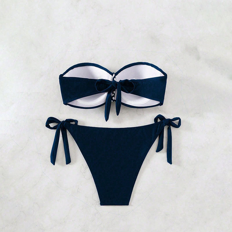 Damen Bandeau-Bikini mit verstellbaren Trägern und raffinierter Raffung Drune