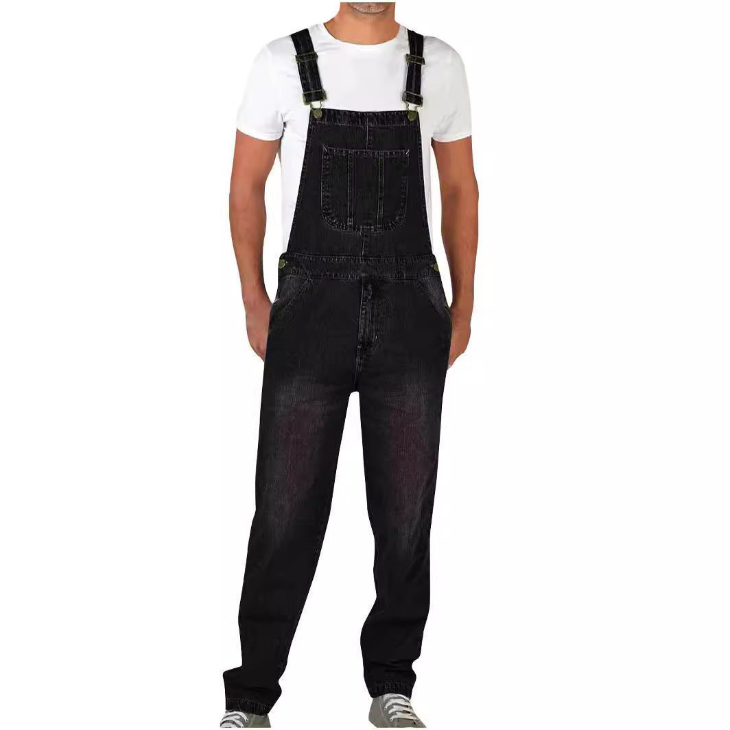 Herren Denim-Latzhose im lässigen Schnitt mit verstellbaren Trägern Drune