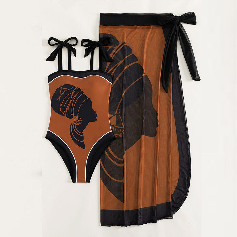 Damen Badeanzug mit luftiger Wickelrock Drune
