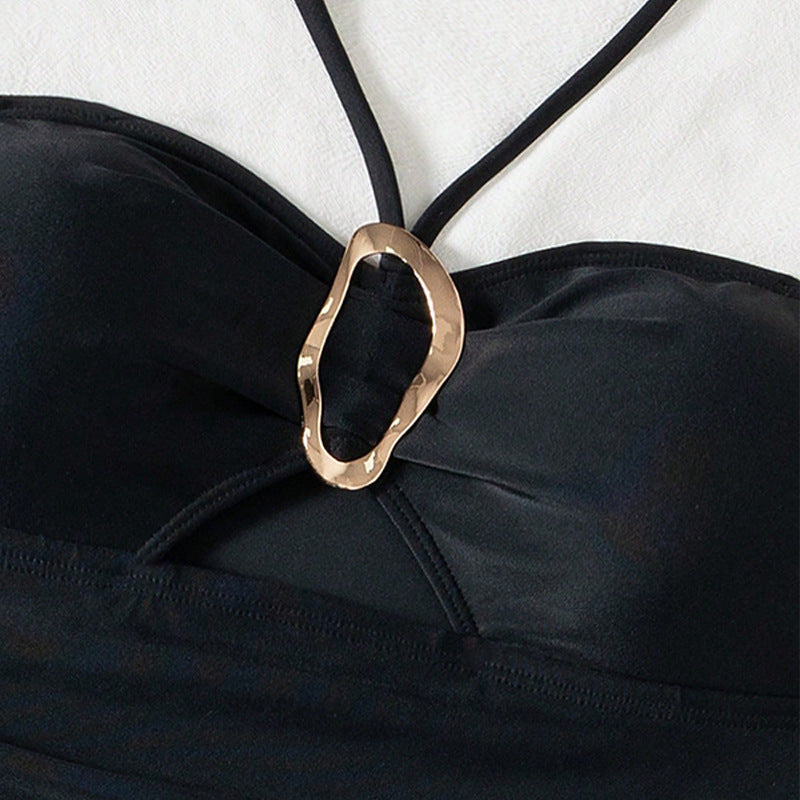 Damen Einteiler Badeanzug mit modischem Cut-Out und dekorativem Ringdetail Drune