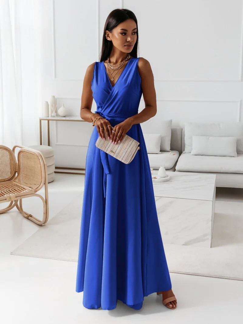 Damen Sommer Wickel Hochzeitsgast Maxikleid