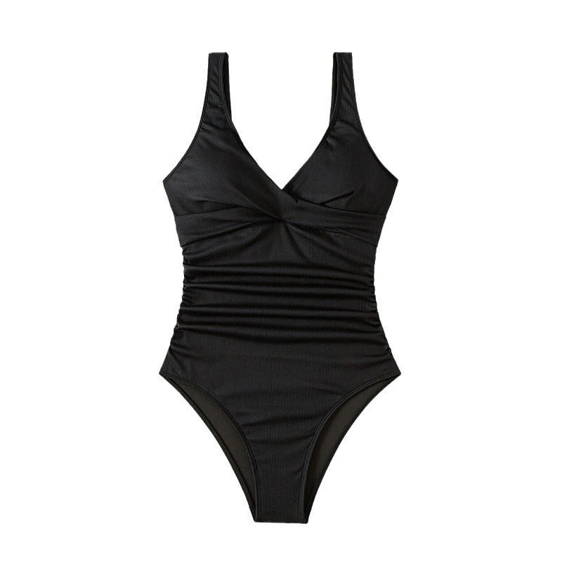 Damen Einteiliger Badeanzug mit elegantem Wickeldetail und figurformendem Schnitt Drune