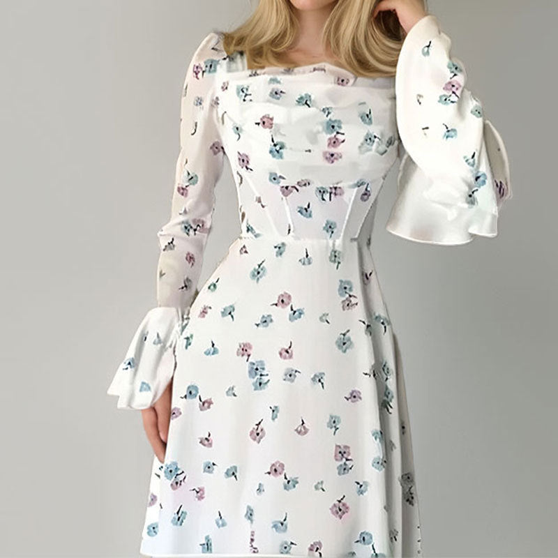 Damen Langärmliges Blumenmaxikleid Drune
