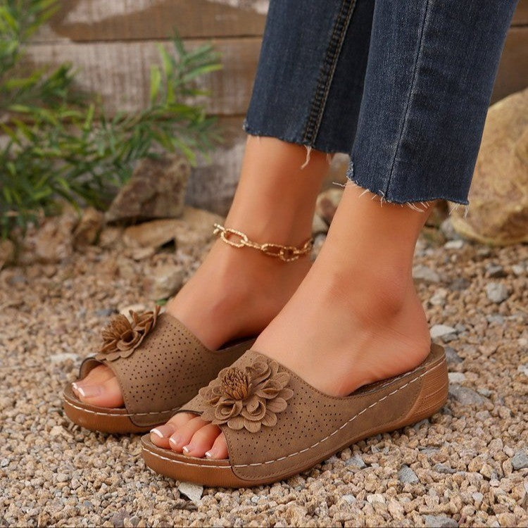 Damen Elegant Blumig Pantolette Sandalen