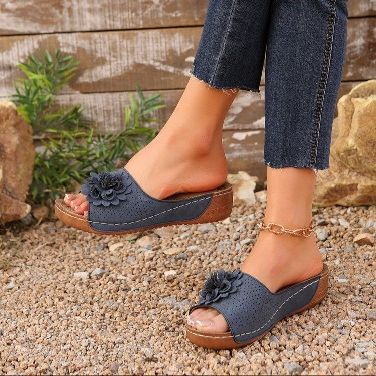 Damen Elegant Blumig Pantolette Sandalen