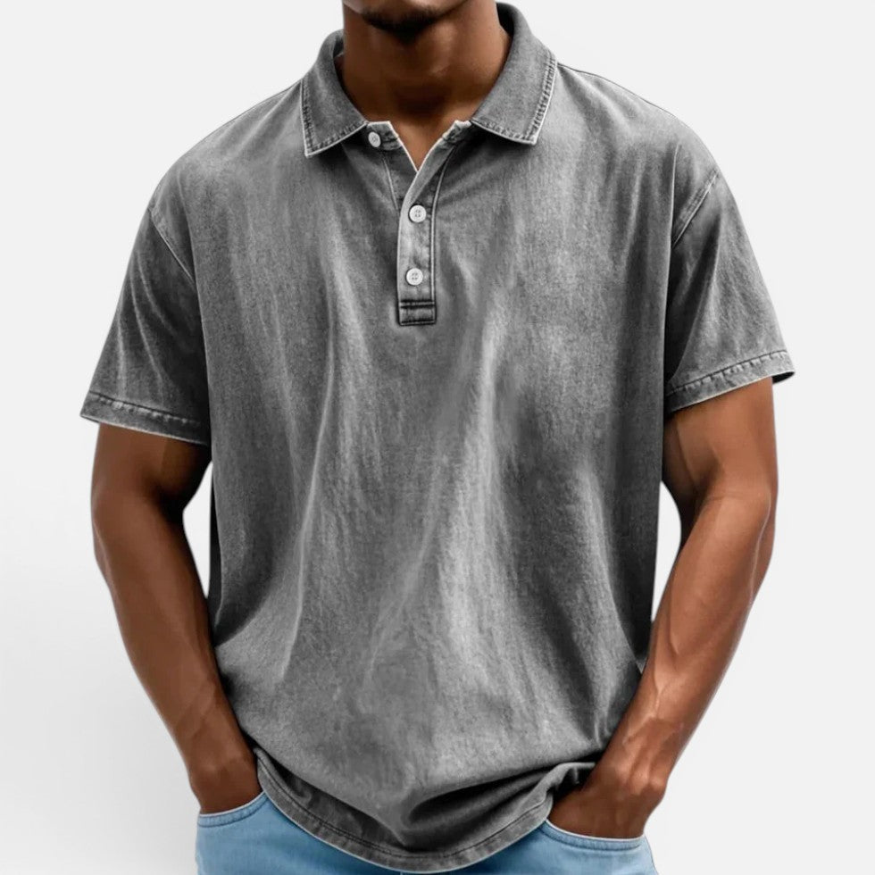 Poloshirt Kurzarm Baumwolloptik Umlegekragen Knopfleiste