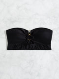 Damen Bandeau-Top mit dekorativem Ring Drune