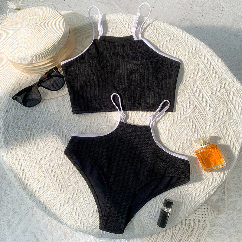 Damen Bikini-Set mit modischem High-Cut-Höschen und sportlichem Crop-Top Drune