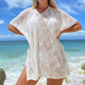 Damen luftiger Häkel-Strandüberwurf mit modernem Netzdesign Drune