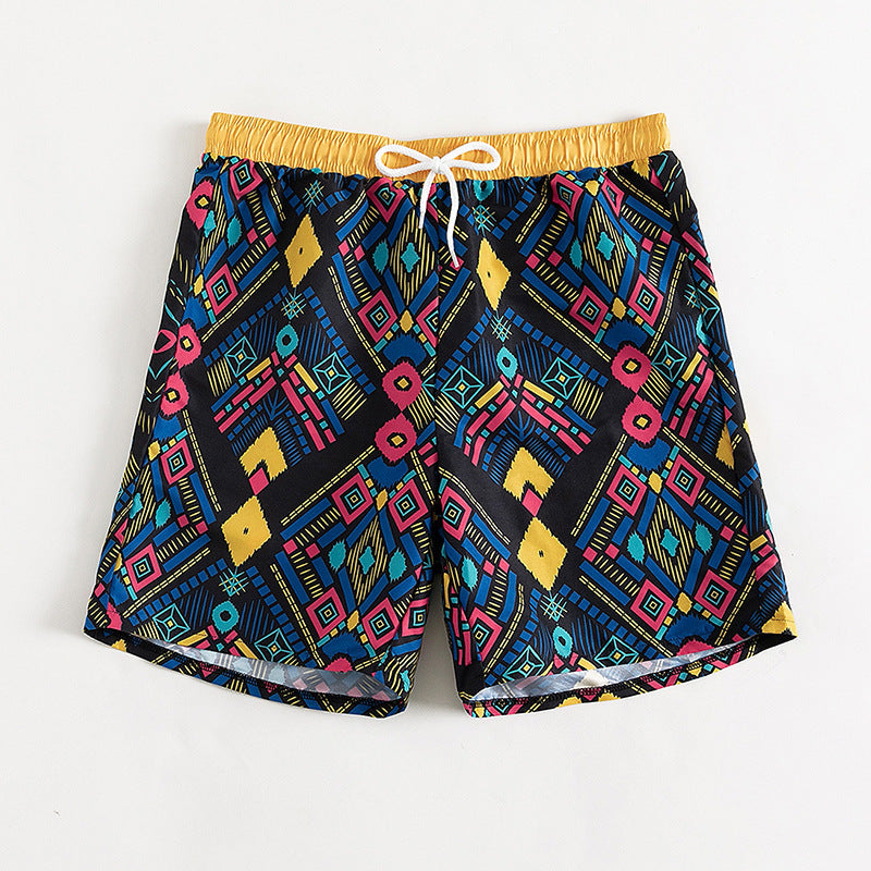 Damen Badeshorts mit elastischem Bund und farbigen geometrischen Mustern Drune