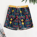 Damen Badeshorts mit elastischem Bund und farbigen geometrischen Mustern Drune