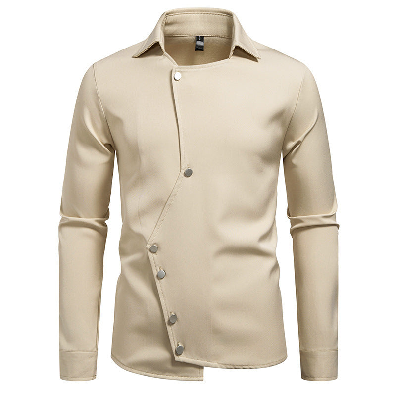 Herren Hemd mit asymmetrischem Knopfdesign und modernem Kragen Drune