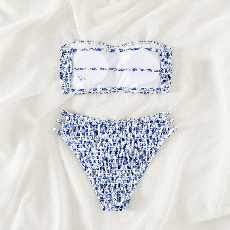 Damen Bandeau-Bikini mit raffinierten Rüschendetails und verstellbaren Trägern Drune