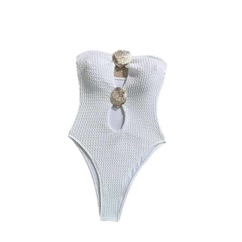 Damen Einteiler-Badeanzug mit elegantem Wickel-Detail und modischen Cut-Outs Drune