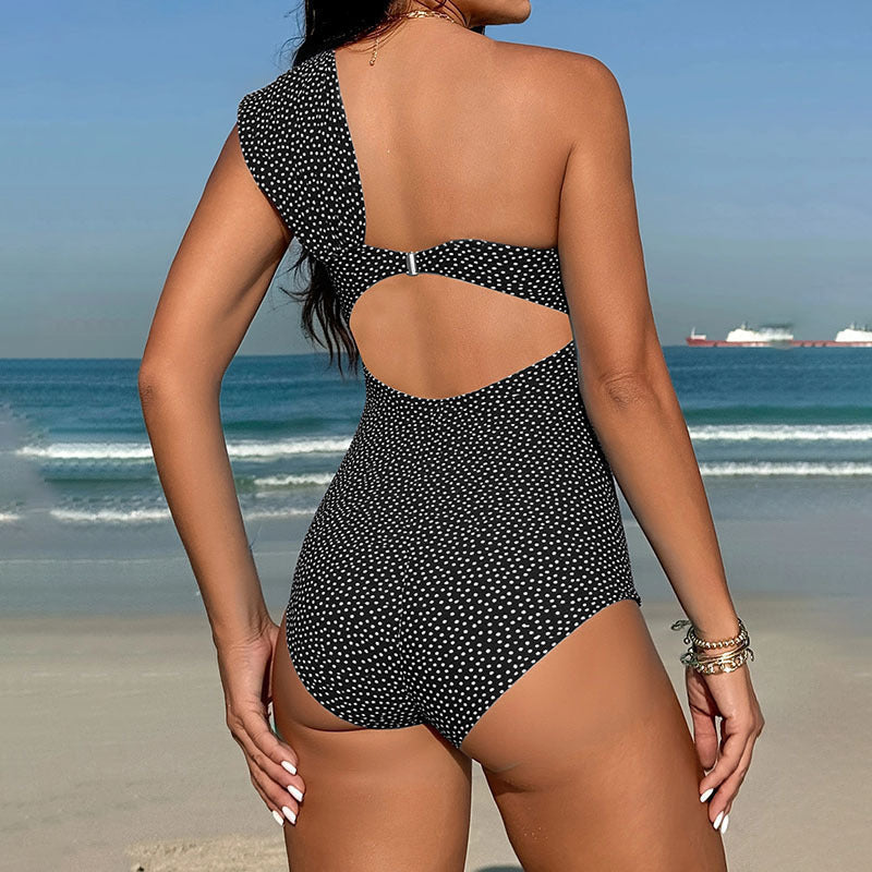 Damen Einteiler Badeanzug mit asymmetrischem Design und modischer Raffung Drune