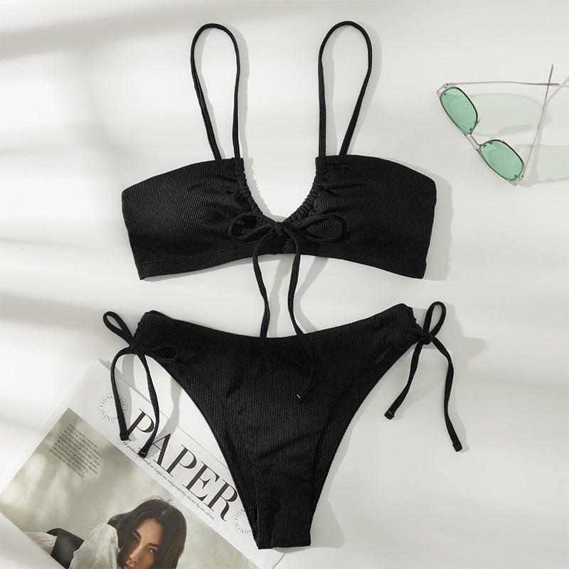 Damen Bikini-Set mit bindbarem Oberteil und hohem Beinausschnitt Drune