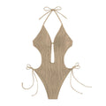 Damen Einteiler Badeanzug mit modischem Cut-Out und elastischem Wickeldetail Drune