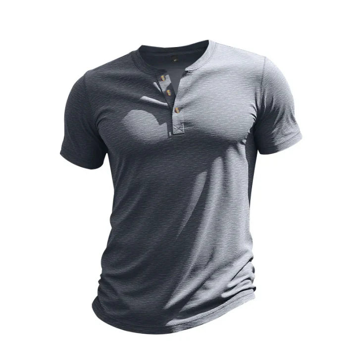 Herren Sommer Slim Fit Henley T-shirt