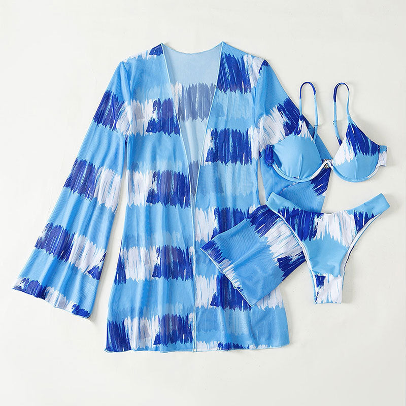 Damen Bikini-Set mit elegantem Cover-Up und verführerischem V-Ausschnitt Drune