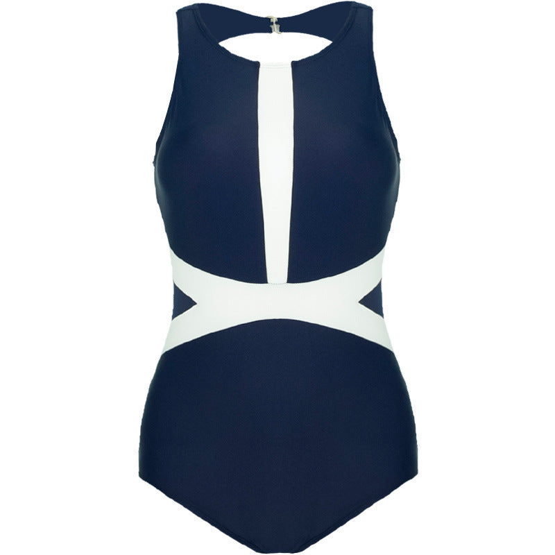 Damen Einteiler Badeanzug mit sportlichem Reißverschluss und trendigem grafischen Design Drune
