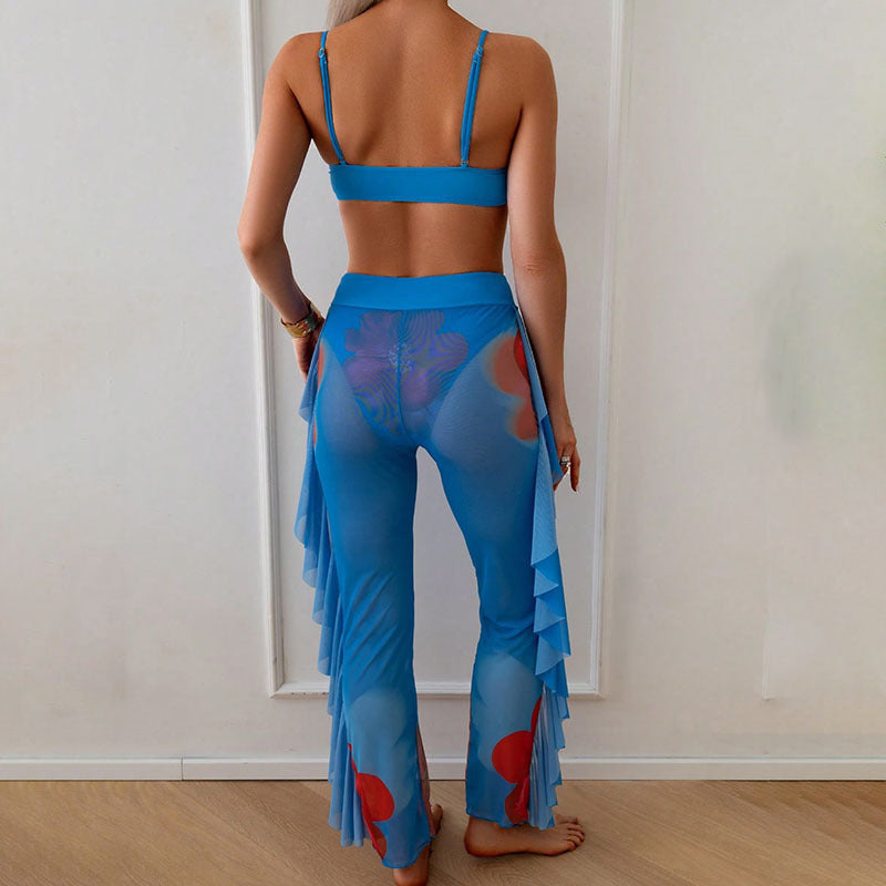 Damen Bikiniset mit Rüschen-Design und durchscheinenden Details Drune
