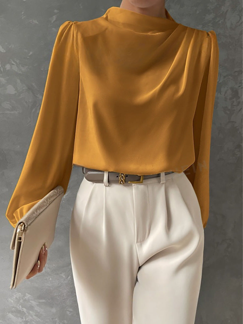 Damen Sommer Drapiert Langarm Bluse