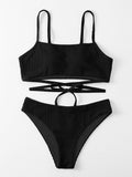 Damen Bikini-Set mit verstellbaren Trägern und modischem Wickeldetail Drune