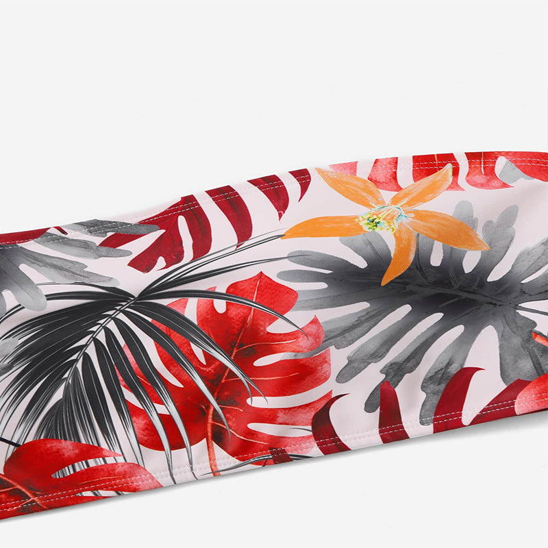 Damen Bandeau-Bikini-Oberteil mit floralen Akzenten und elastischem Bund Drune