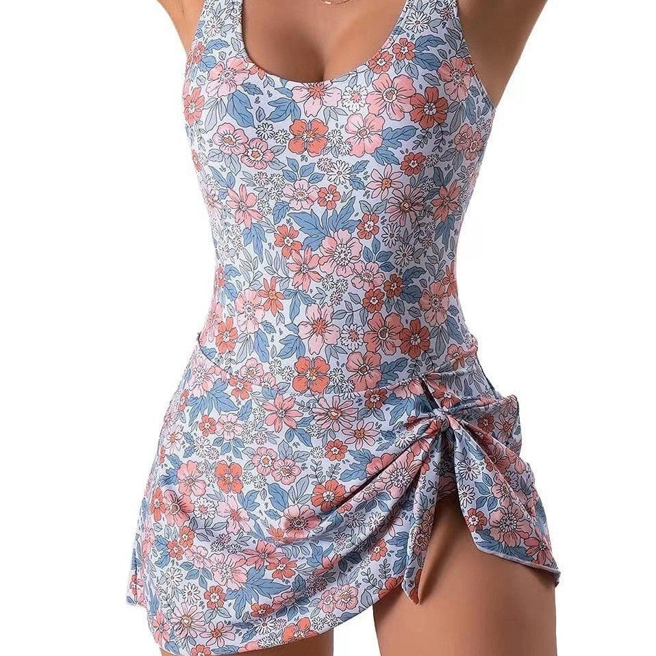 Damen Badespielanzug mit Wickelrock und verstellbarem Knoten Drune