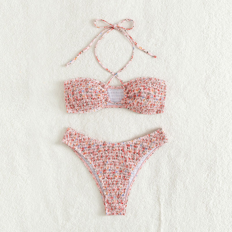 Damen Bandeau-Bikini mit geflochtenem Design und verstellbaren Trägern Drune