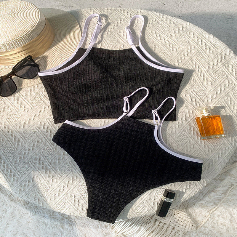 Damen Bikini-Set mit modischem High-Cut-Höschen und sportlichem Crop-Top Drune