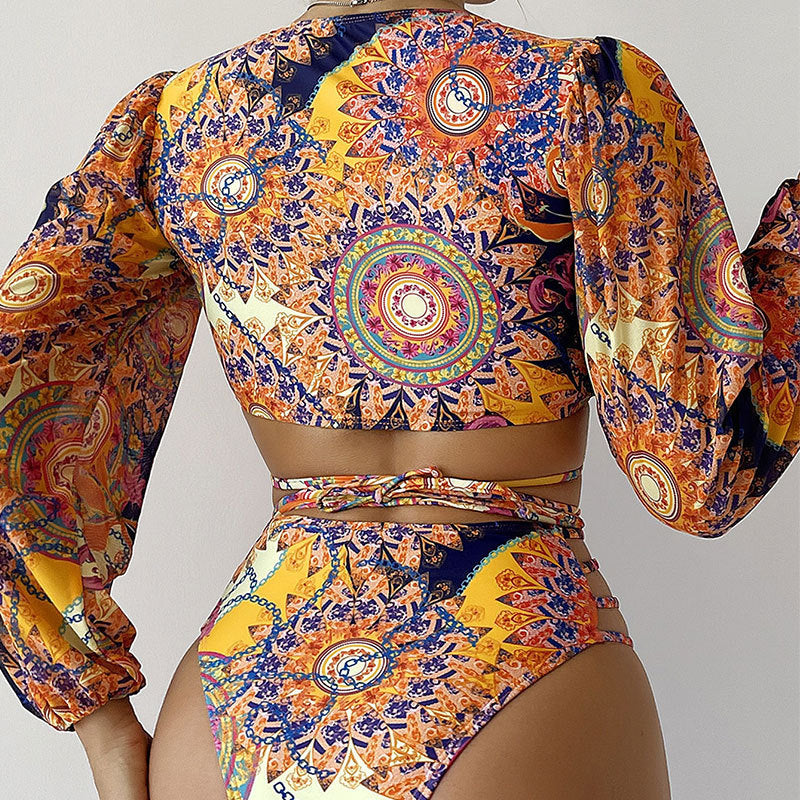 Damen Bikiniset mit langärmligem Oberteil und stylischem Cut-Out Drune