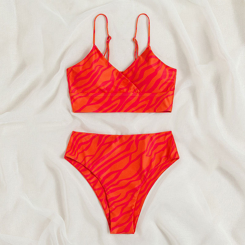 Damen Bikini-Set mit modernem Wickeldesign und hohem Beinausschnitt Drune