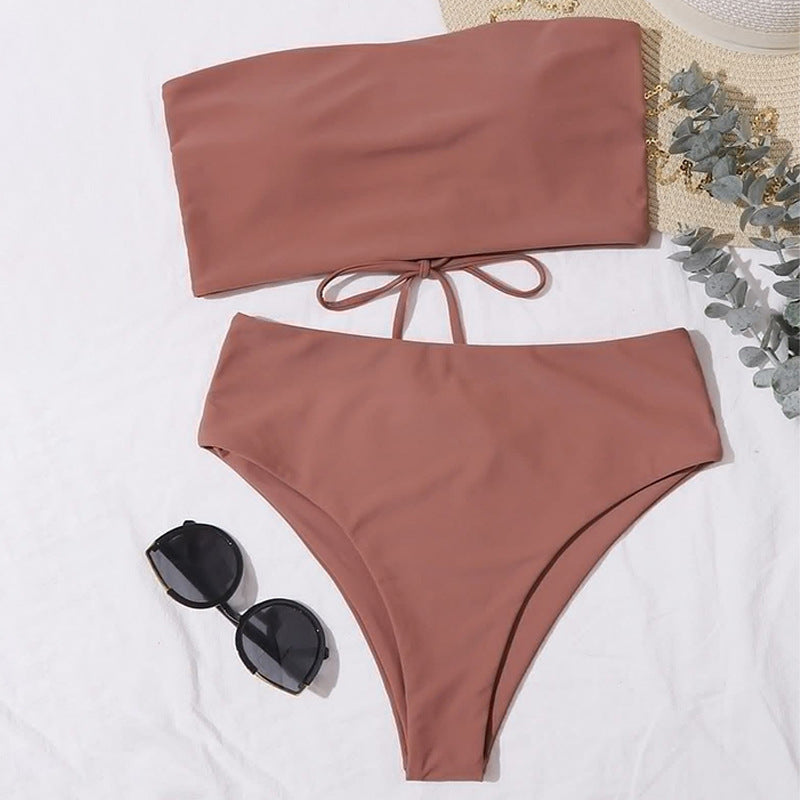 Damen Bandeau-Bikini Set mit hochgeschnittenem Slip Drune