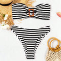 Damen Bandeau-Bikini mit modischem Ringdetail und hohem Beinausschnitt Drune