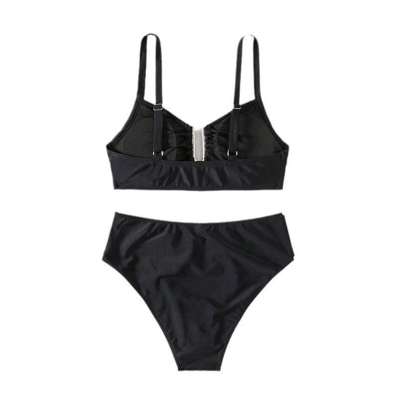 Damen Bikini-Set mit eleganten Rüschendetails und modischem Goldakzent Drune