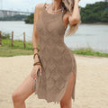 Damen Häkel Strandkleid mit seitlichem Schlitz und schickem Muster Drune