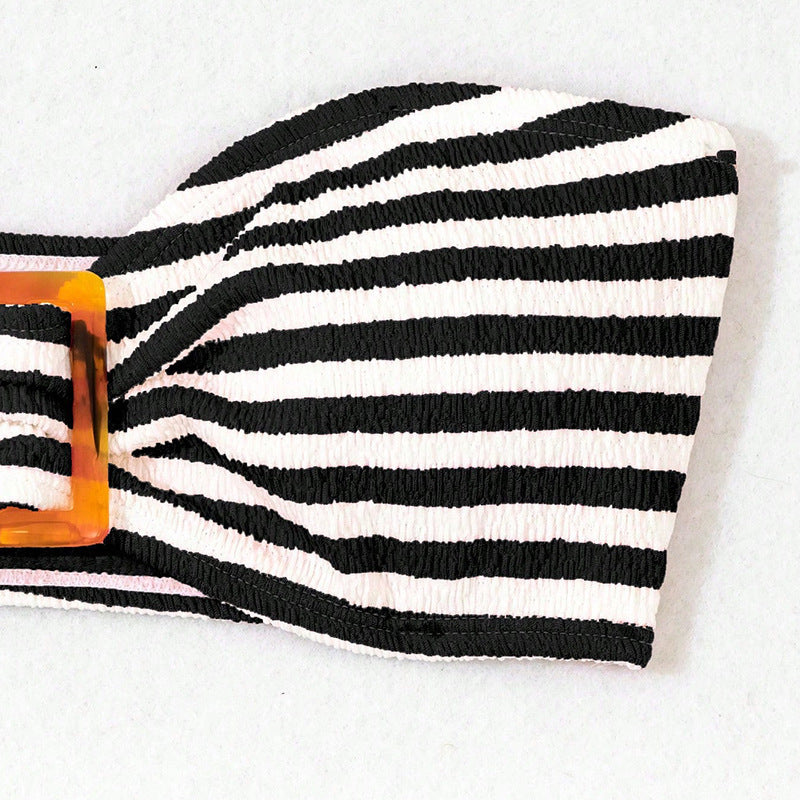 Damen Bandeau-Bikini mit modischem Ringdetail und hohem Beinausschnitt Drune