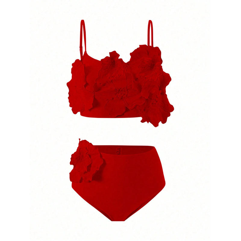 Damen Bikini-Set mit floralem Oberteil und hoch geschnittenem Höschen Drune