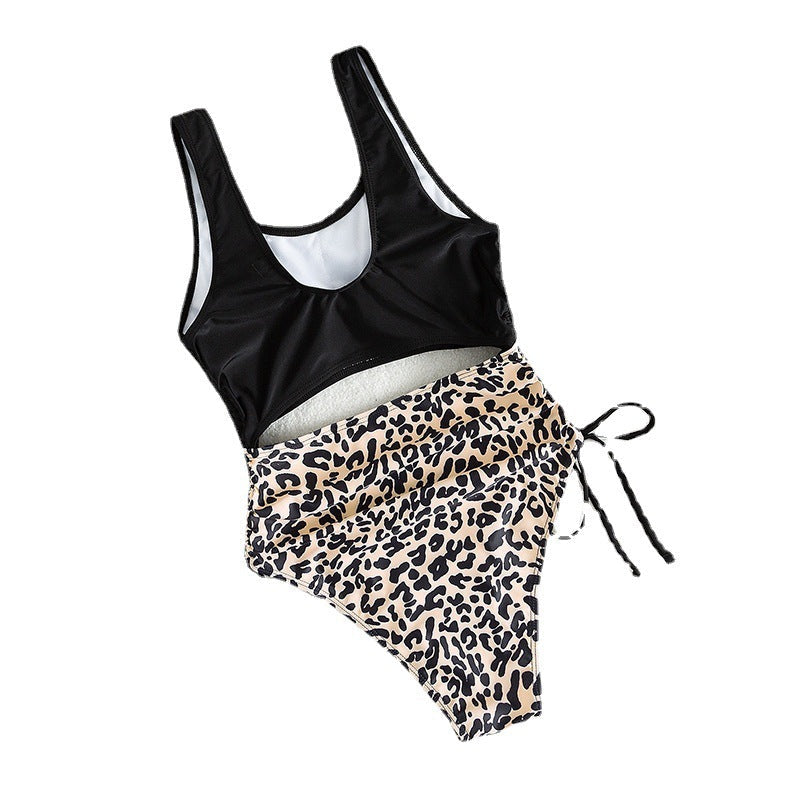 Damen Cut-Out Badeanzug mit hoher Taille und animalischem Muster Drune